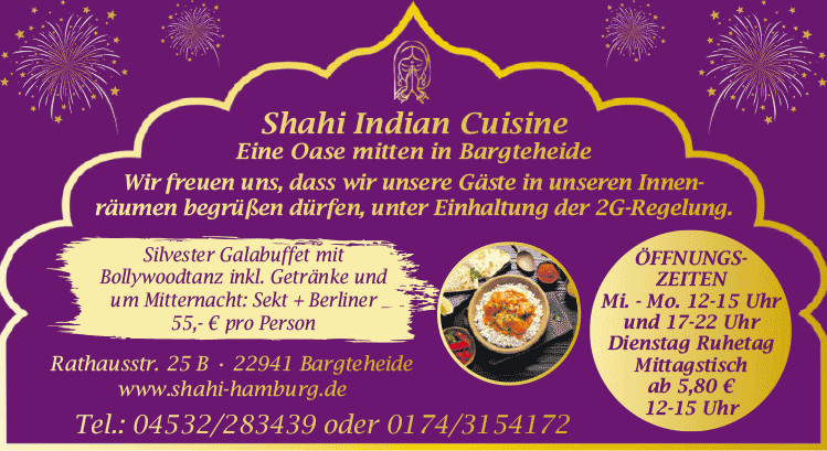 Shahi Indian Cuisine Mittagstisch 2021