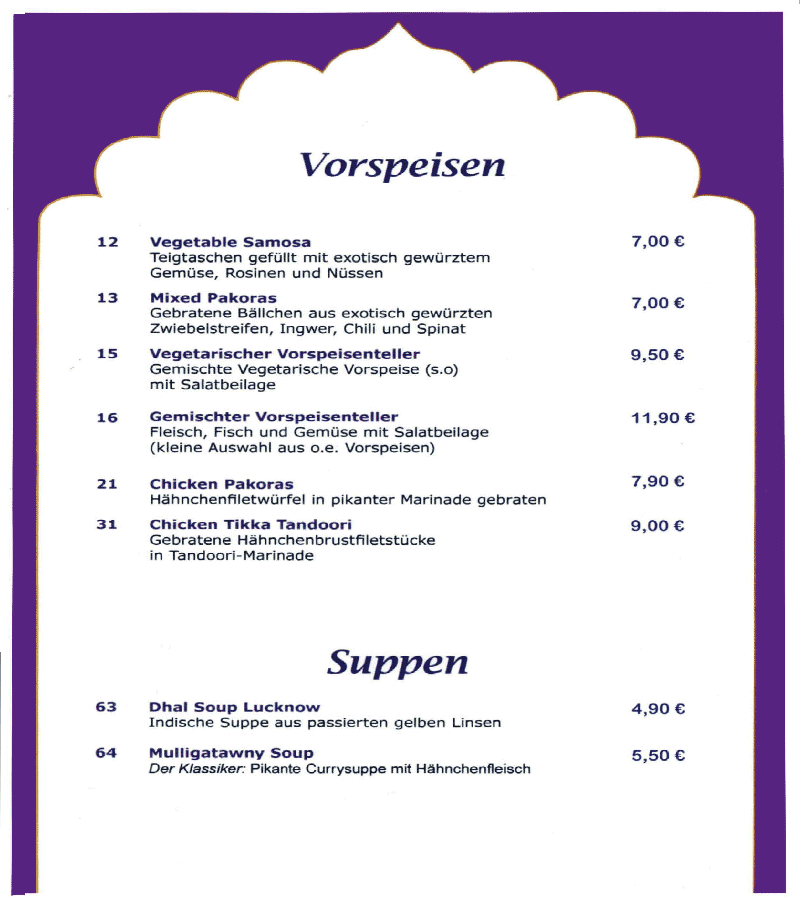 Shahi Restaurantkarte 2023 01 Vorspeisen
